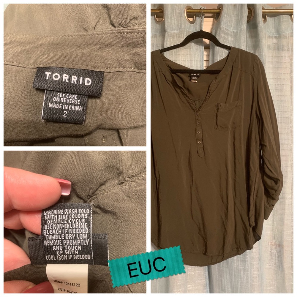 Long sleeve V-Neck olive green